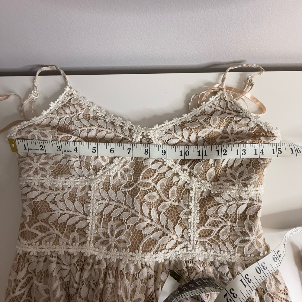 Anthropologie - NSR Hayden Floral Midi Dress cream/beige lace- XS - Picture 13 of 13